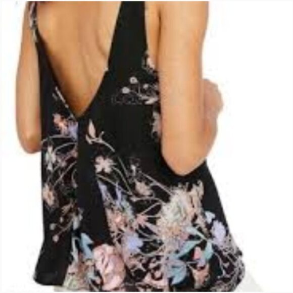 Free People Intimately On The Top Floral Tank Top Flowy Boho Black Cami Small - Picture 2 of 13